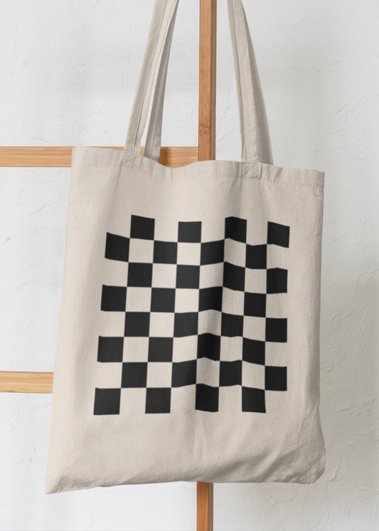 Wavy Checkered Tote Bag