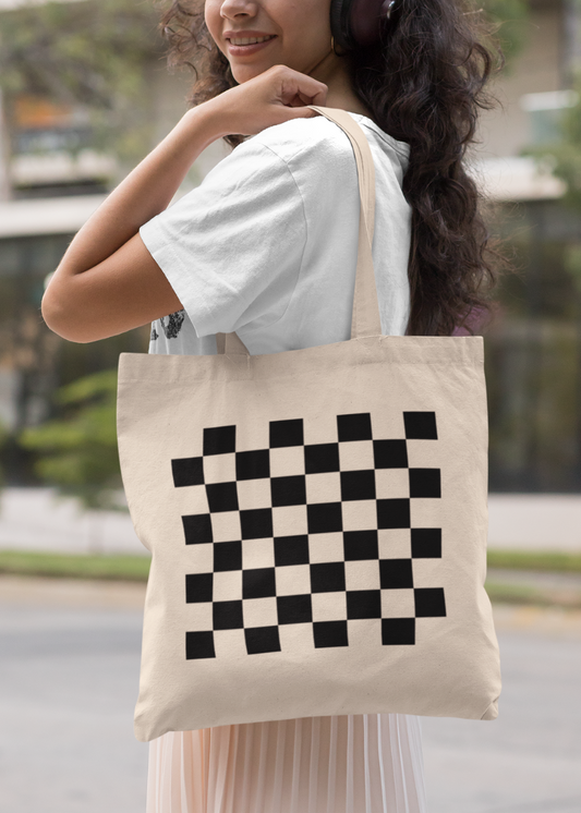 Wavy Checkered Tote Bag